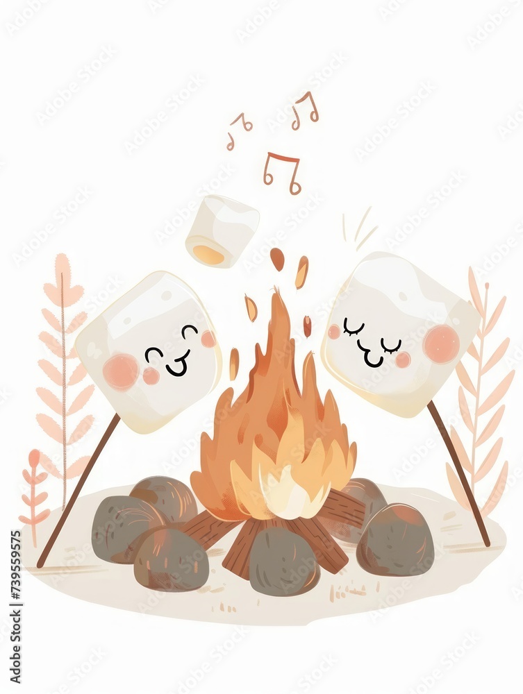 Toasting Marshmallows Over a Healthy Campfire Generative AI