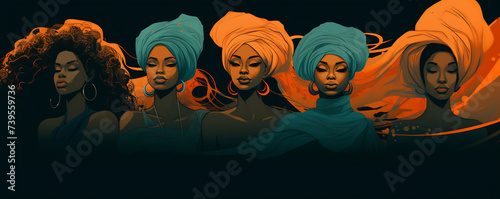 Array of African Queens in Traditional Attire. Black History Month concept