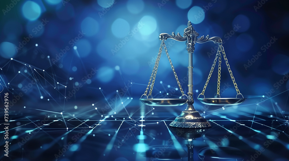 Scales of Justice on Digital Network Background
Scales of Justice on Digital Network Background