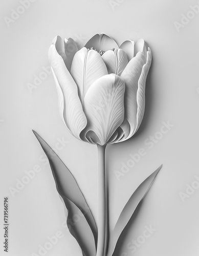 White paper tulip, close up. Easter, Mothers or Womens day greeting card.