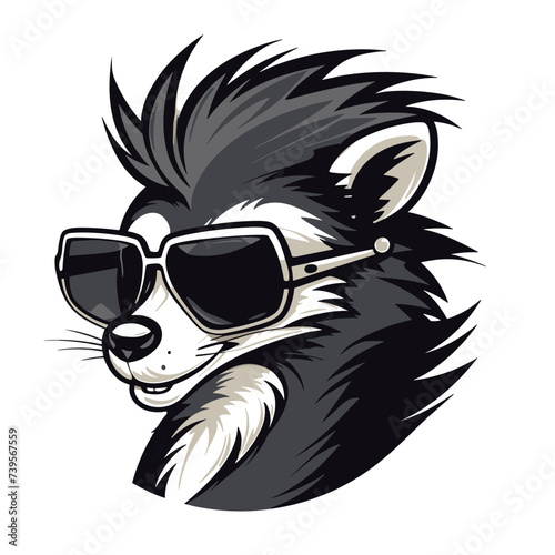 skunk head in sunglasses. Vector illustration for your design.