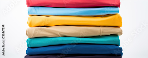 Pile of t shirts in various colors isolated.