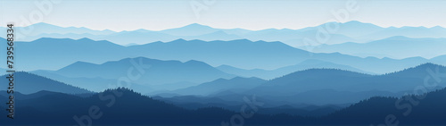 Blue misty mountains landscape, vector illustration © amiraaziadi
