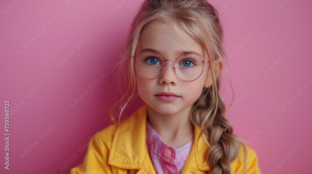 Young Girl in Yellow Jacket and Glasses