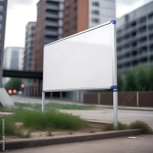 Ein Bild von einem Whiteboard mitten in einer Stadt, unbeschriftet. Als Textfeld verwendbar.