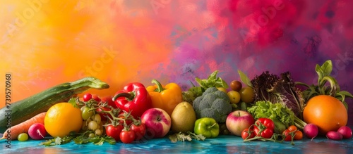 Fresh and colorful assortment of organic vegetables displayed on a rustic wooden table