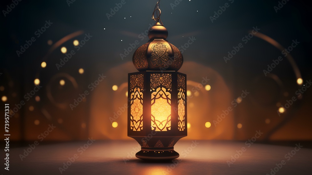 Lantern on dark background. Ramadan Kareem concept. 3D Rendering Lantern on dark background. Ramadan Kareem concept. 3D Rendering