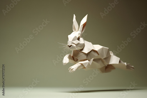 Paperstyle Rabbit, rabbit paperstyle, origami rabbit with cclean background, paperstyle
