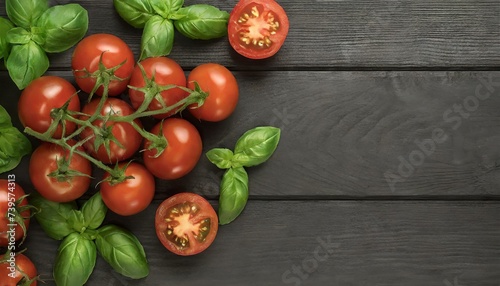 tomatoes and basil on table