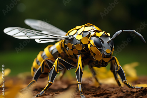 Paper origami Bee, paper style bee, bee in paperstyle, paper aniimal photo