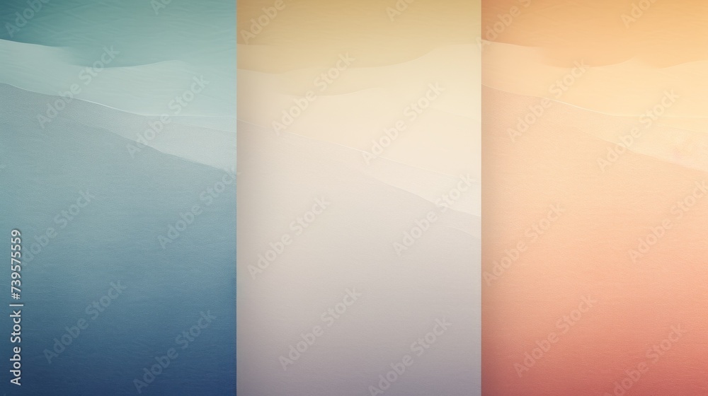 Abstract Multicolored Background, 3 frames, copy space, backdrop. Pastel blue, beige, peach colors.