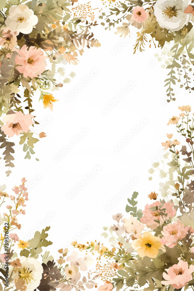 Obraz premium Frame of green leaves, vegetables, flowers space for Text