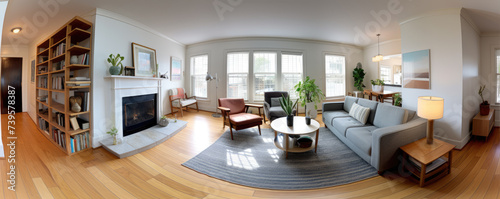 360 living room panorama interior. Modern high degree definition.