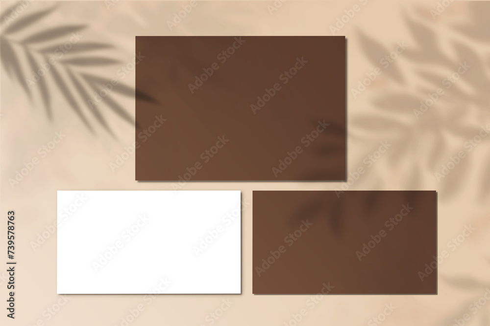 Luxury business card mockup.luxury logo mockup . business card moukup paper.Square Paper Mockup with realistic .Luxury business card mockup on brown background with shadows
