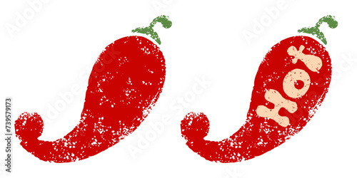 Vector vintage illustration of chilli peppers. Vector icon of red chili pepper. Hot spicy