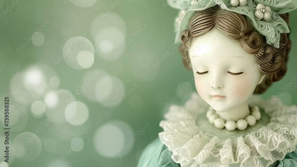 Fototapeta premium A porcelain figurine of a young woman with a serene expression