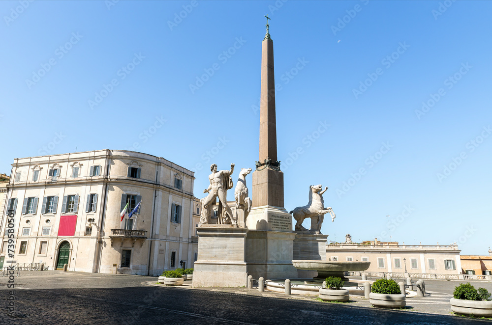 The Fountain of Monte Cavallo in Piazza del Quirinale (Quirinale Square) in Rome, Lazio Province, Italy.