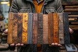 A person clad in simple clothing holds a worn wooden book, their eyes intently scanning the text within as they seek knowledge and understanding