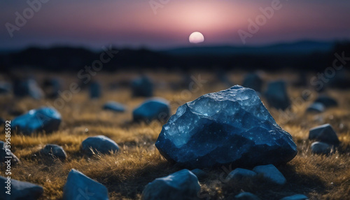 Moonlit Quartz Field, with the stones glowing softly under the night sky