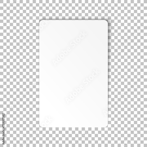 Top view of realistic business card mockup. Blank visit card on transparent background. Design concept. Vector illustration