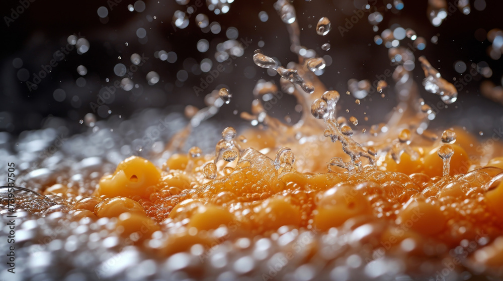 Texture of boiling water creating a frothy layer with bubbles and foam Texture of boiling water creating a frothy layer with bubbles and foam