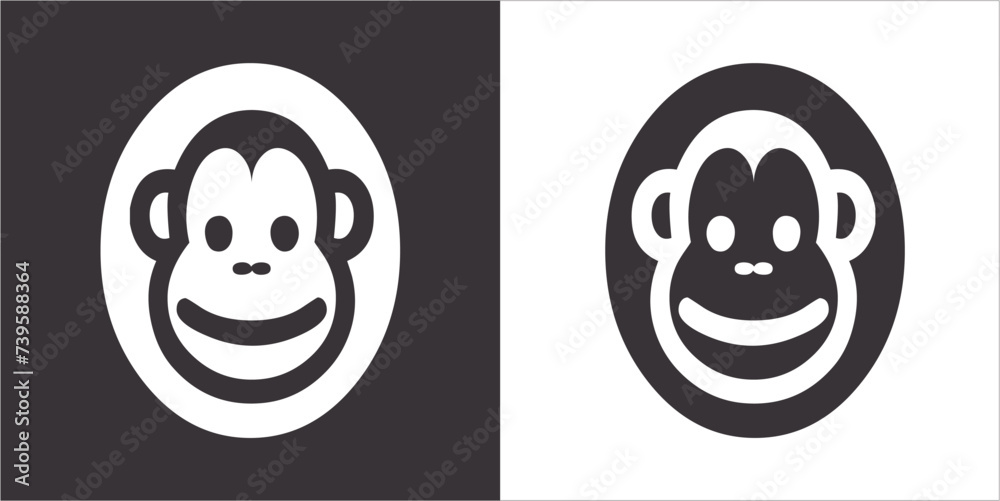 Illustration vector graphics of face monkey icon Illustration vector graphics of face monkey icon