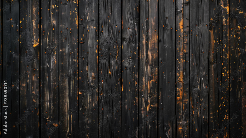 Texture de bois noir, lames verticales - obrazy, fototapety, plakaty 