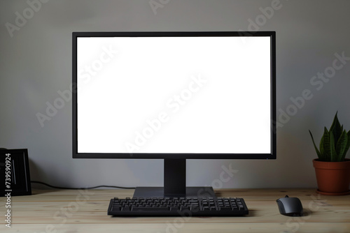 png, gray monitor on the table, transparent screen png, ultra realistic