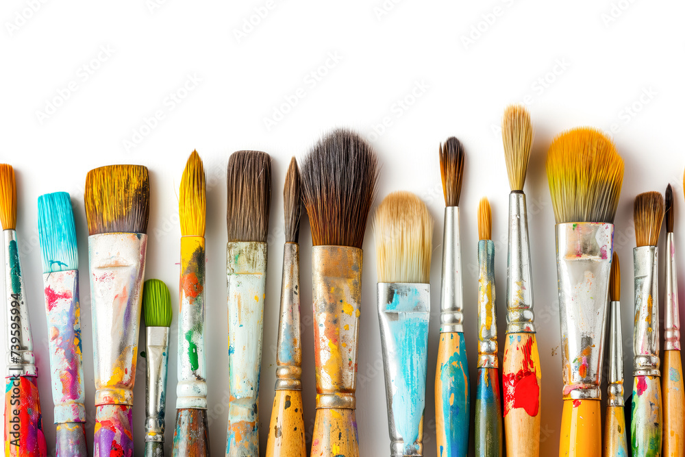 Fototapeta premium Vibrant Array of Artist s Paint Brushes