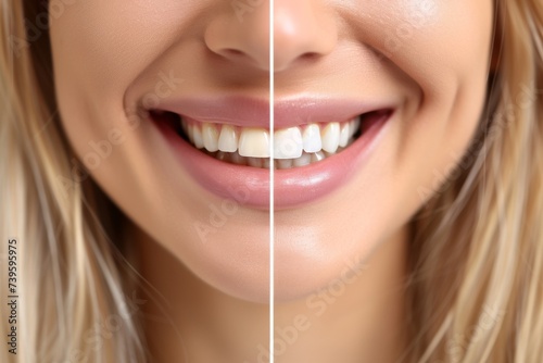 Smiling woman seeks dental care for teeth whitening