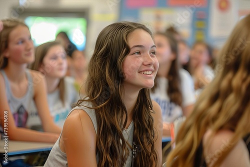 Wallpaper Mural High school students actively participating in a classroom discussion Showcasing engagement and curiosity in the learning process. Torontodigital.ca