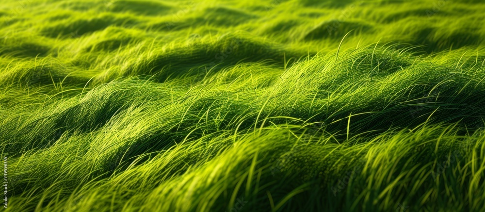 Lush Green Grass Field under Clear Blue Sky with Bright Sunshine and Fluffy White Clouds Lush Green Grass Field under Clear Blue Sky with Bright Sunshine and Fluffy White Clouds