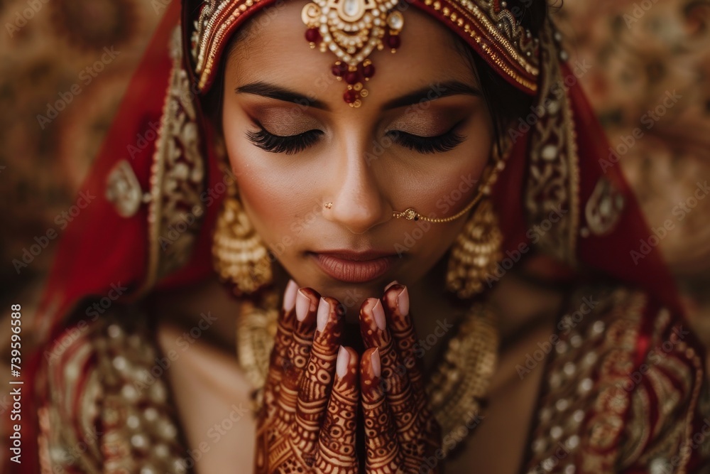 Henna artwork on the hands of an Indian bride