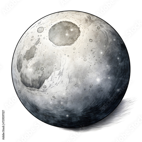 Illustration of the moon, ,oom with white backgrond, illustrated moon