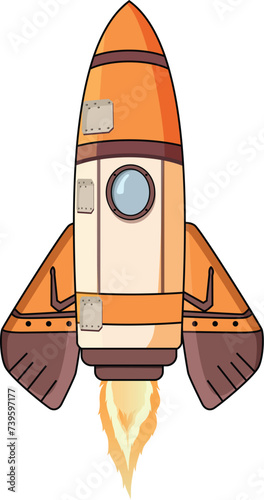 Fototapeta Naklejka Na Ścianę i Meble -  Cartoon rocket space ship take off, isolated vector illustration