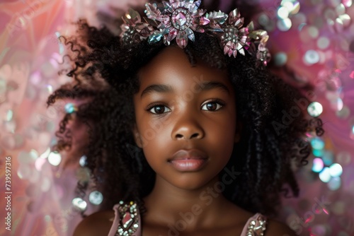 Gorgeous ebony girl with a sparkling crown photo