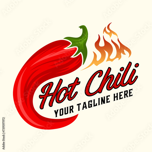 hot chili logo. spicy food design, sauce label