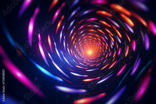 A mesmerizing, hypnotic spiral pattern with neon lights