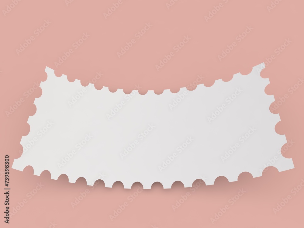 White curved paper ticket mockup on a orange background. 3d render illustration. White curved paper ticket mockup on a orange background. 3d render illustration.