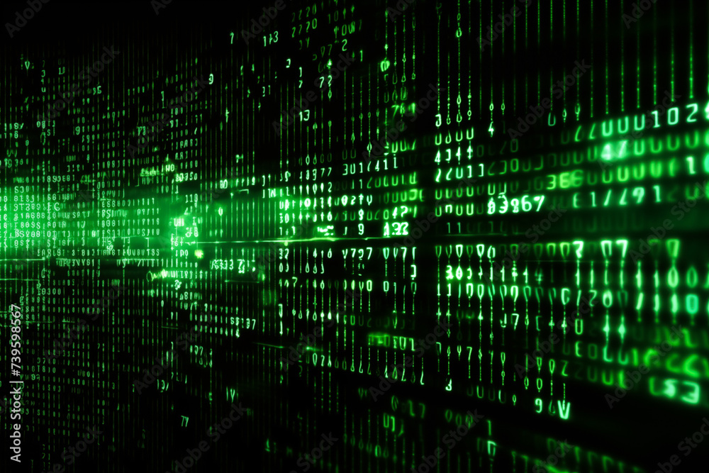 Dynamic Digital Data Stream - Abstract Green Computer Background