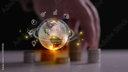 Business inteligence and big data analytics are two concepts that are often used together. Global business , finance,concept of world map .Technology for creating digital links.4k video