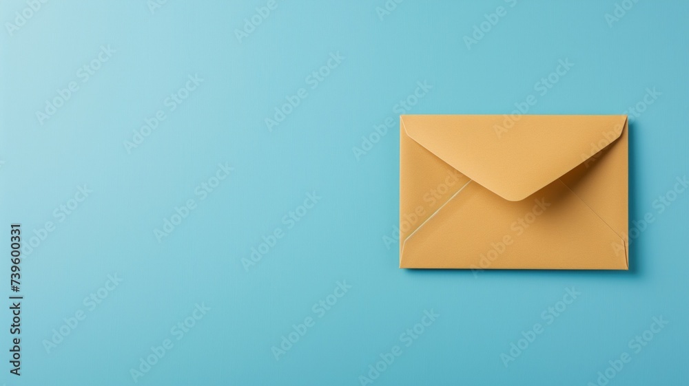 Yellow envelope on a blue background Yellow envelope on a blue background
