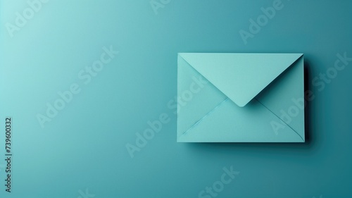 A blue envelope on a turquoise background photo