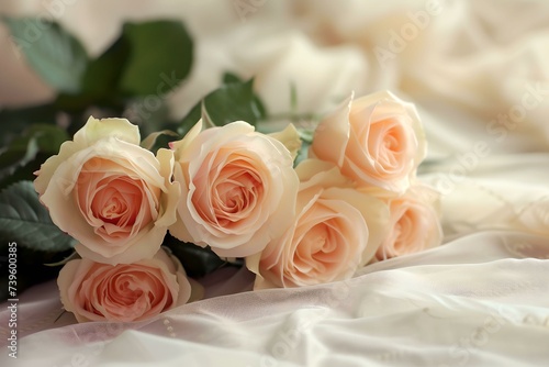 Beautiful Light Peach Roses, flowers, elegant, floral, delicate