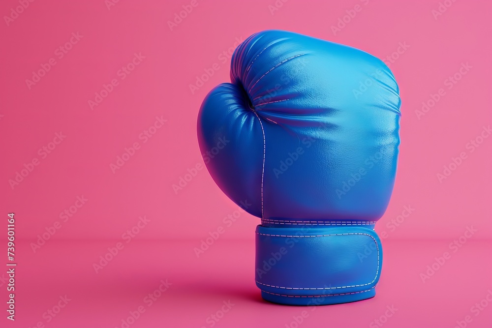 Minimal 3D render of pink background with blue boxing glove