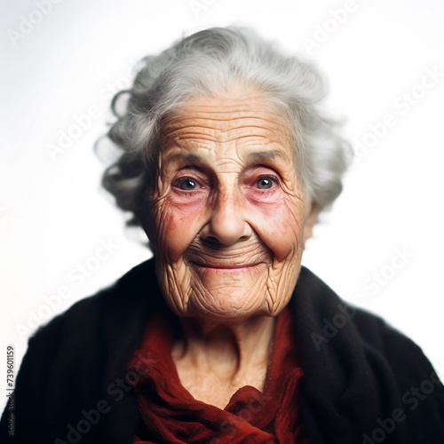 French old woman isolated in blank white background © Marco