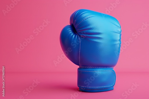 Minimal 3D render of pink background with blue boxing glove © LimeSky