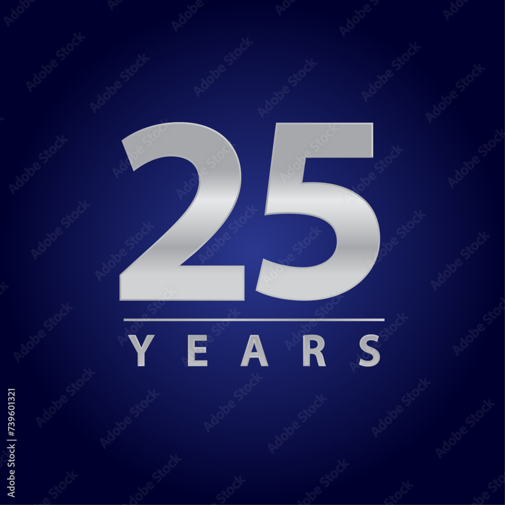 25 years for celebration events, anniversary, commemorative date. silver twenty five years logo 25 years for celebration events, anniversary, commemorative date. silver twenty five years logo