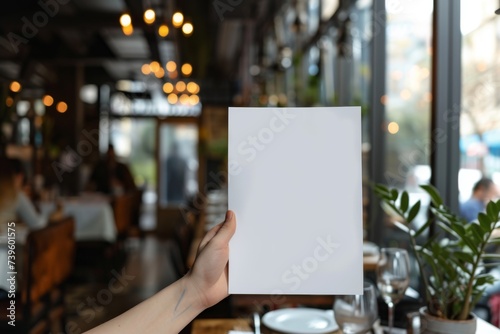 Mock up for a poster design displaying menu or design in a restaurant photo