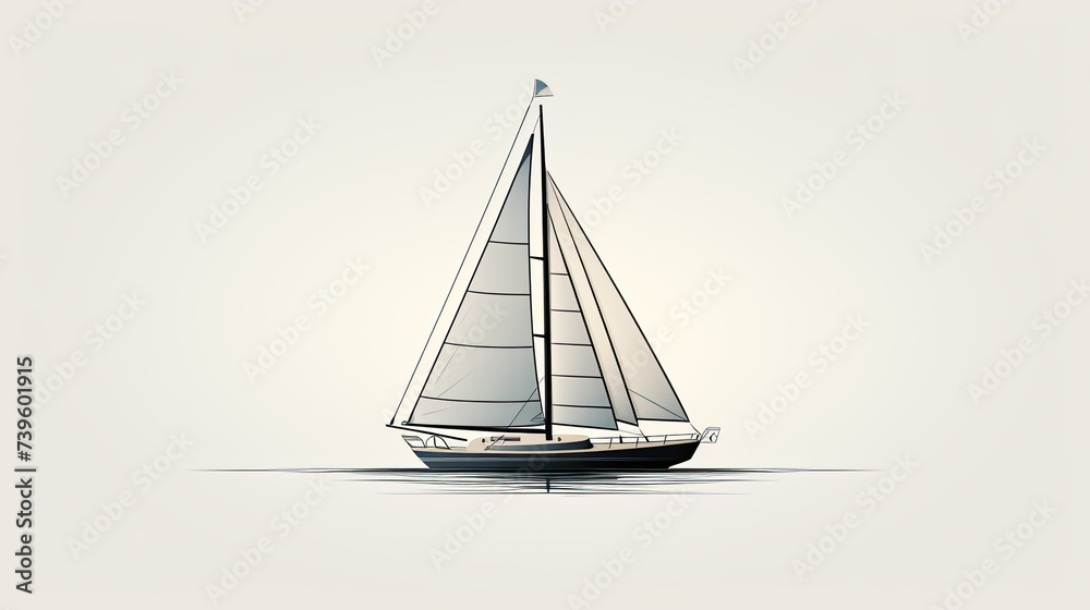 Minimalist illustration of a sailboat on the water